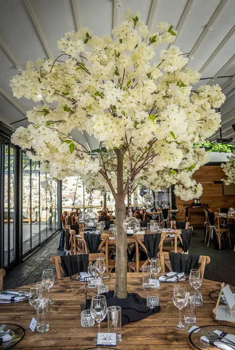 Wedding breakfast decor at The Buttery and Glasshouse
