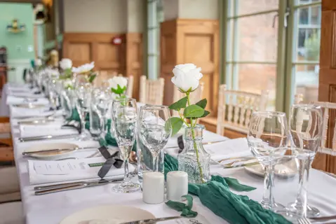 Wedding Breakfast setup and awaiting guests at The Vines Rochester